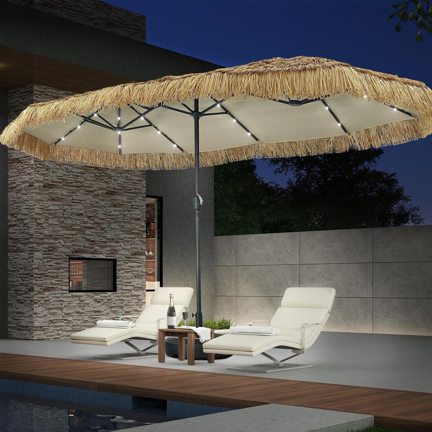 Outdoor Furniture With Umbrella - Sombrilla de Techo de Paja de