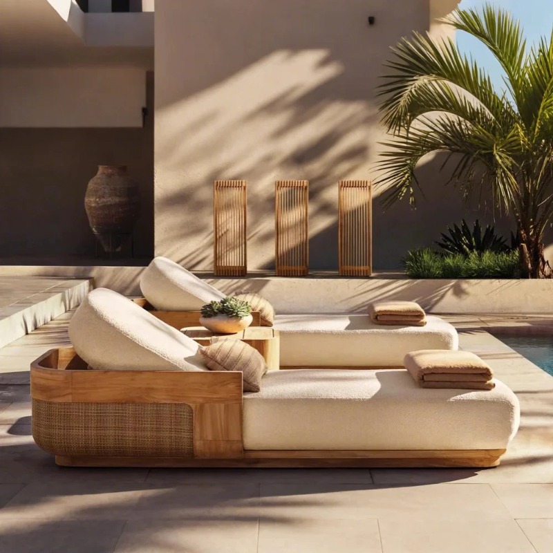 Outdoor Daybed Sofa - Conjunto de Silla y Tumbona para