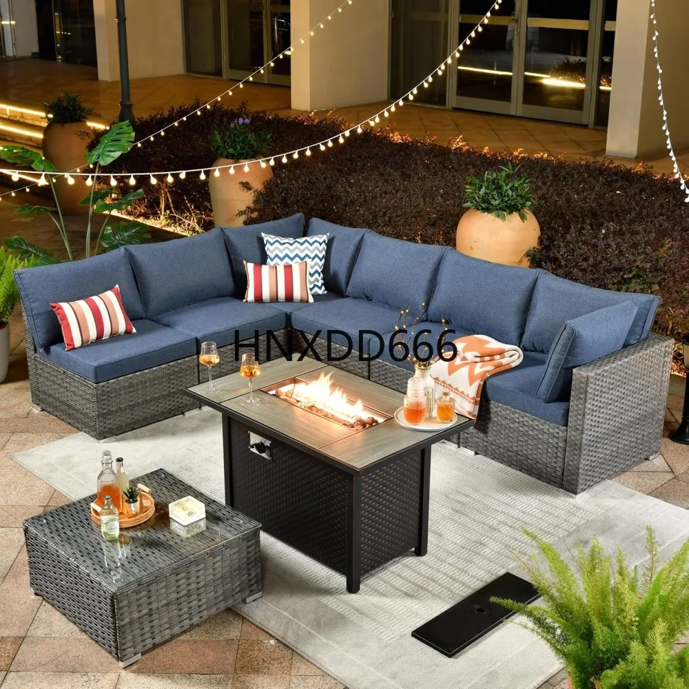 Outdoor Furniture With Fire Pit Table - Conjunto de Muebles de Patio de