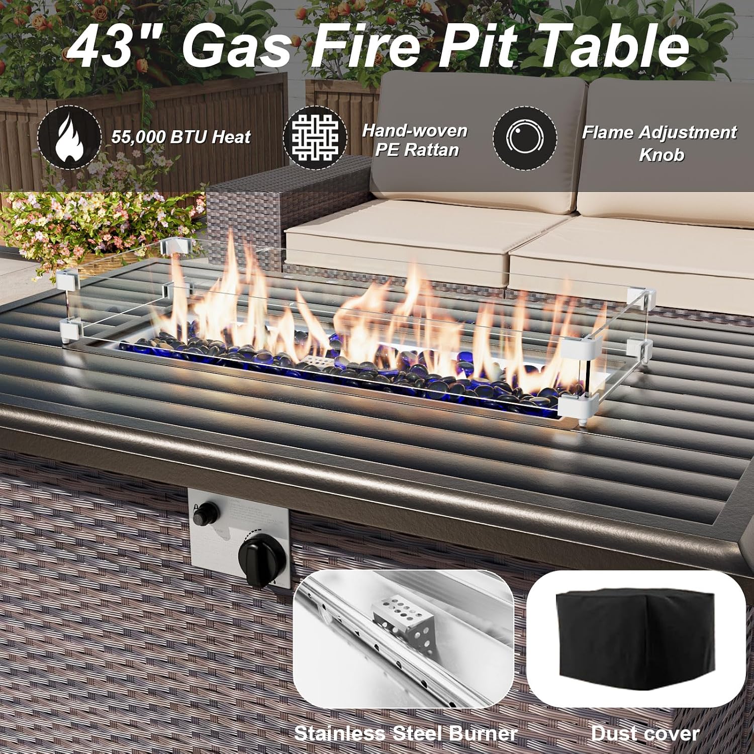 Juego de Sofás Seccionales par - Outdoor Furniture With Fire Pit Table reseña y precio