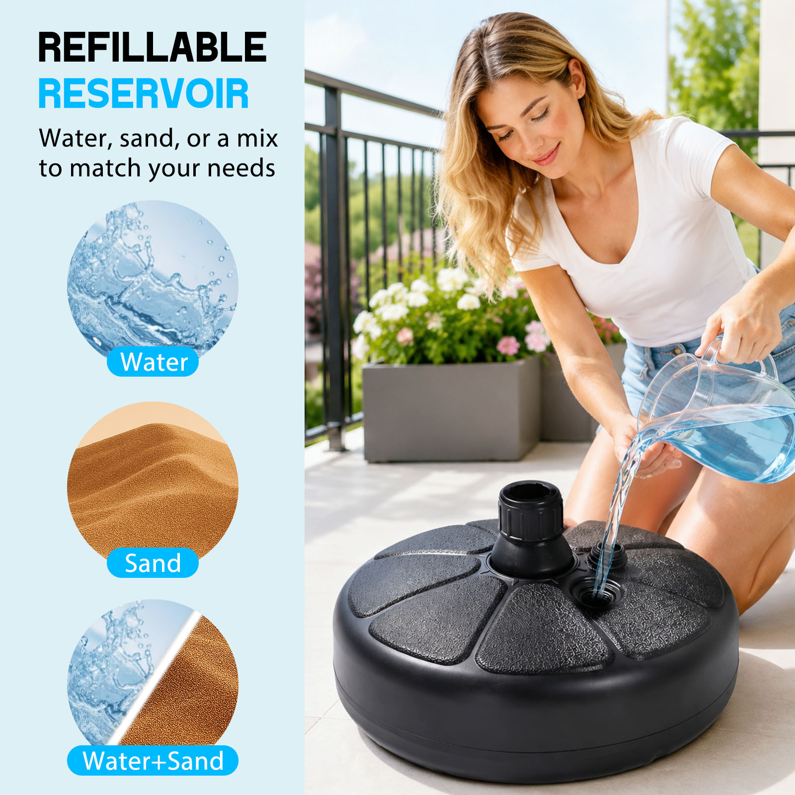 Base de sombrilla rellenable c - Outdoor Furniture With Umbrella reseña y precio