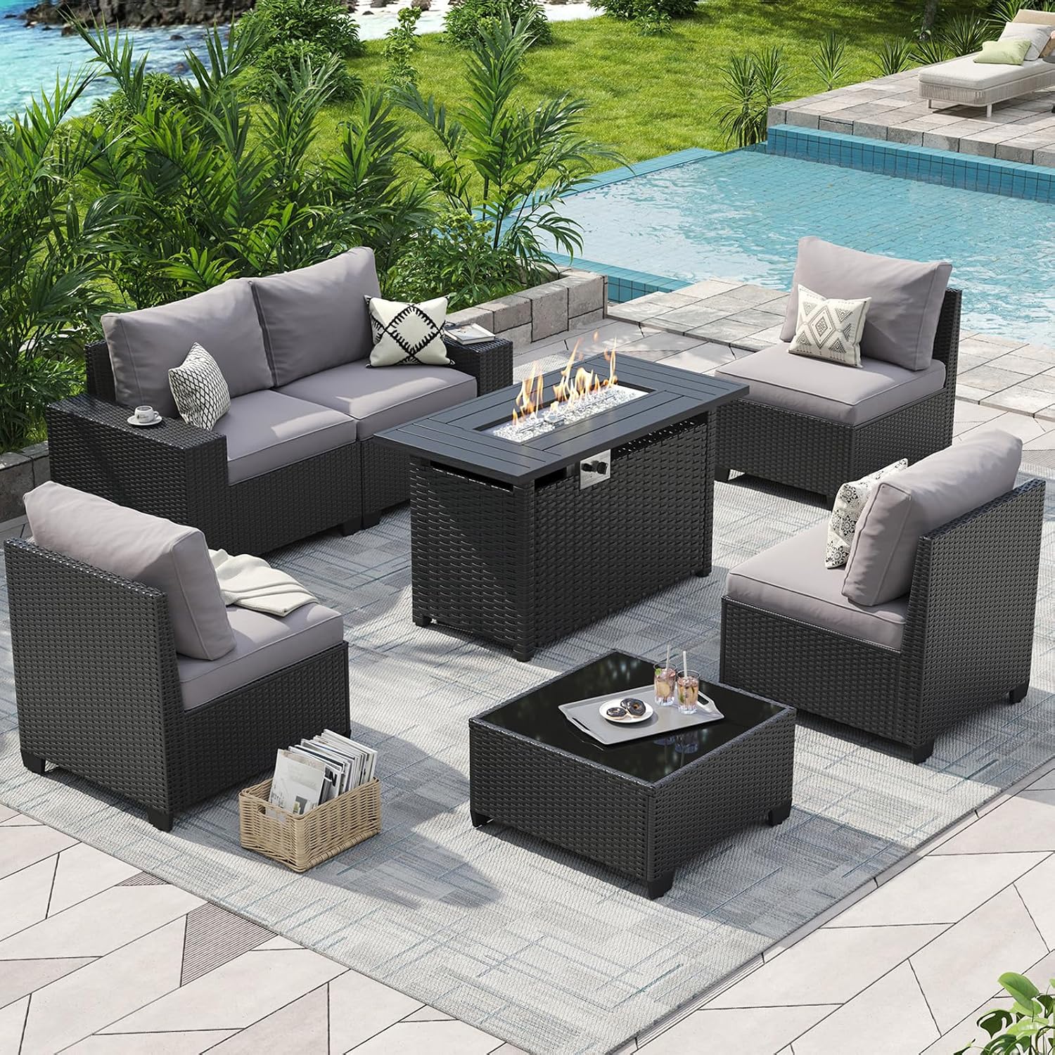Conjunto de Muebles de Patio p - Outdoor Furniture With Fire Pit Table reseña y precio