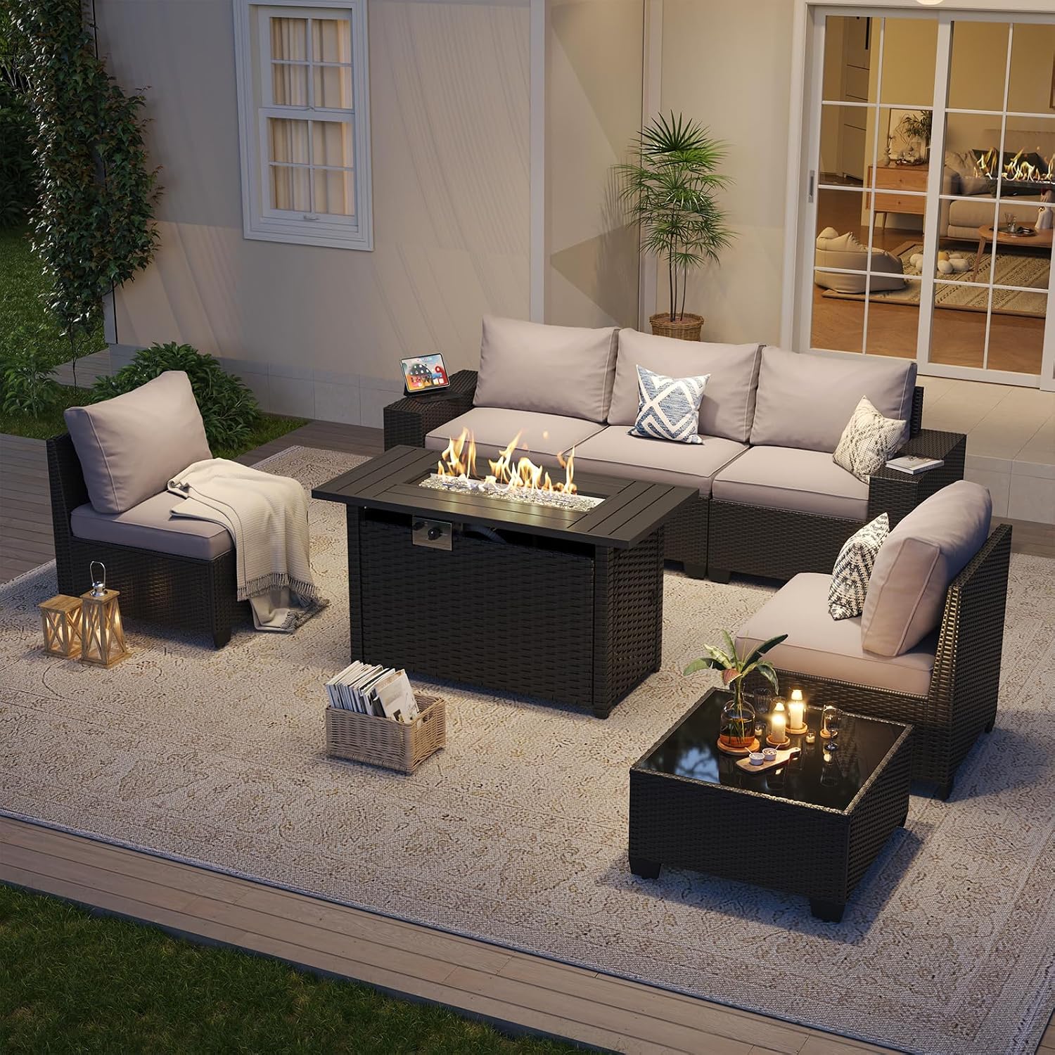 Conjunto de Muebles de Patio p - Outdoor Furniture With Fire Pit Table reseña y precio