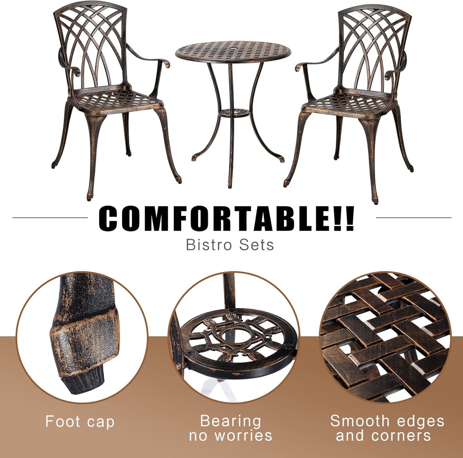 Conjunto de bistró de 3 piezas - Outdoor Furniture With Umbrella reseña y precio