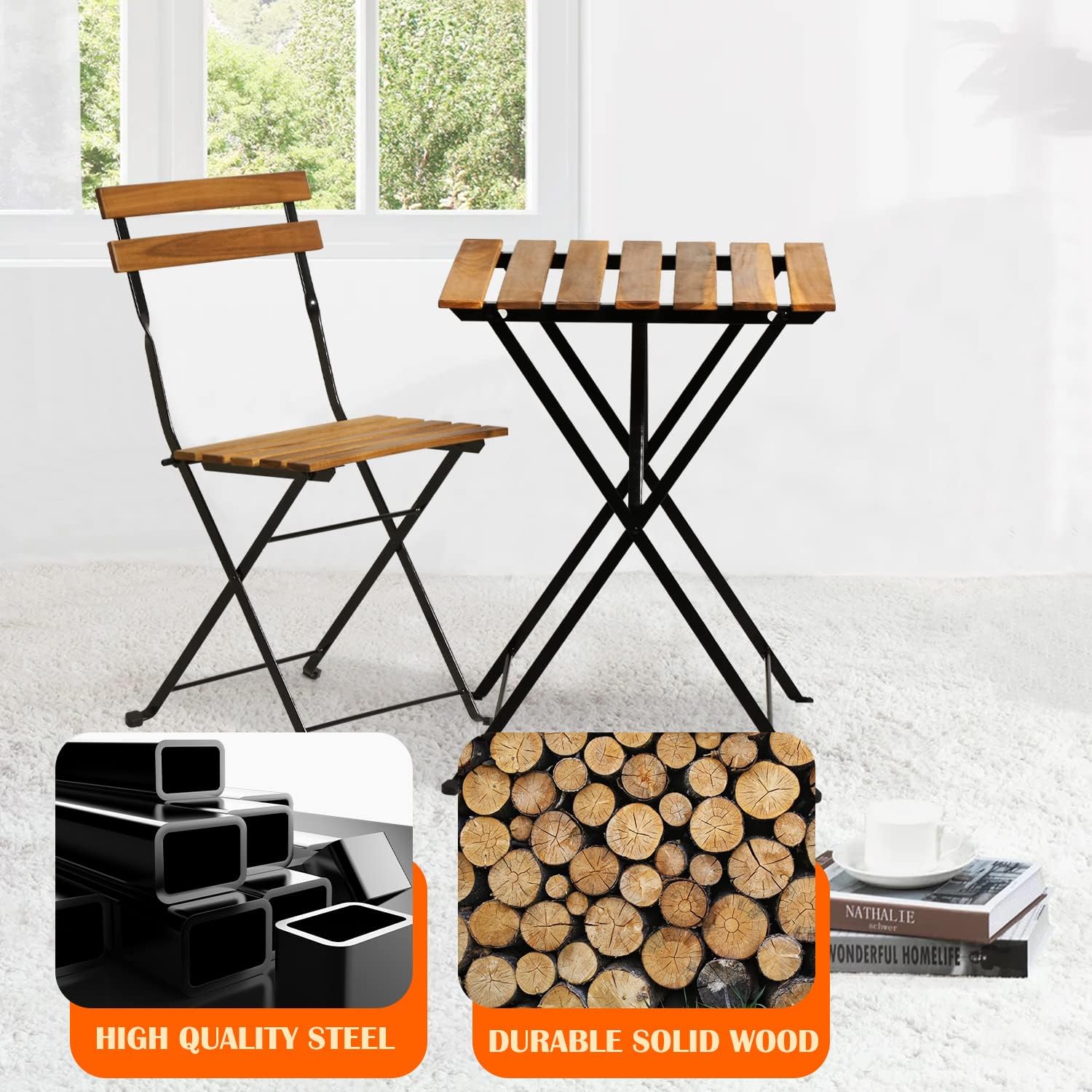 Conjunto de bistró plegable de - Outdoor Furniture For Patio reseña y precio