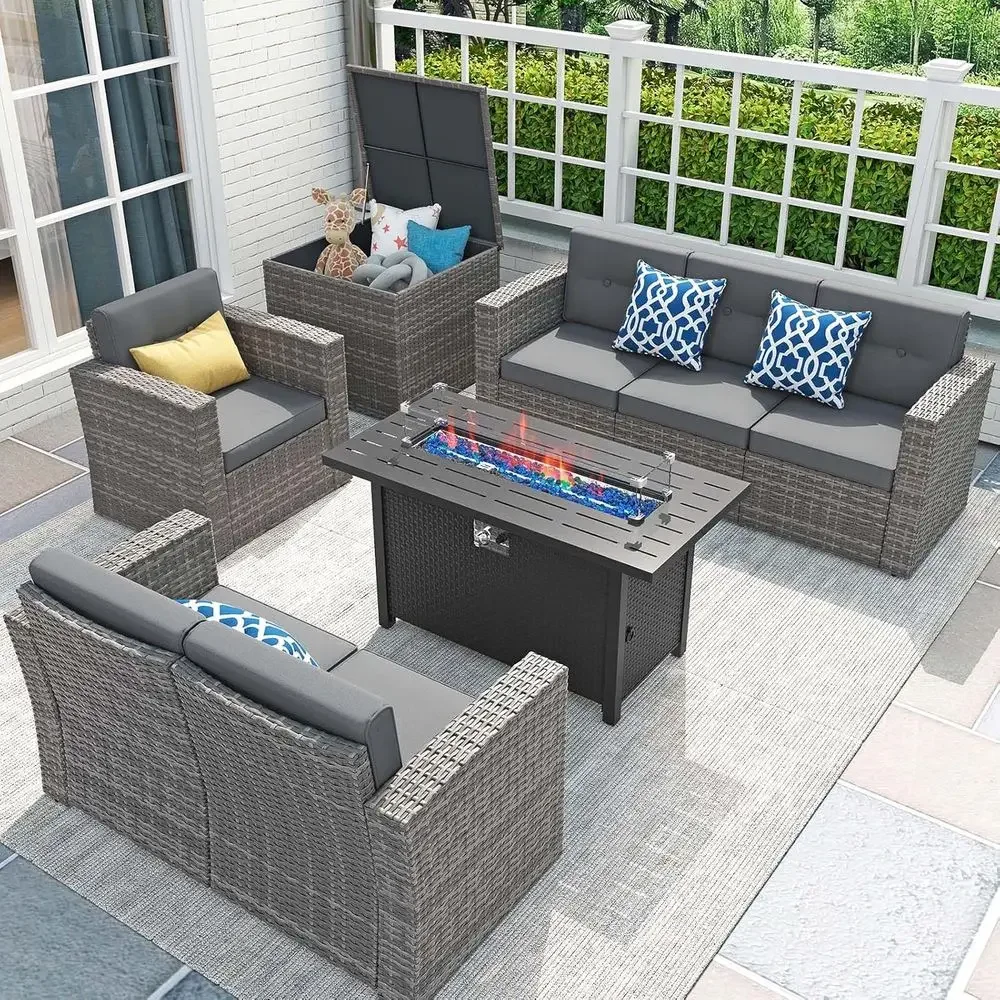 Juego de Muebles de Patio de 8 - Outdoor Furniture With Fire Pit Table reseña y precio