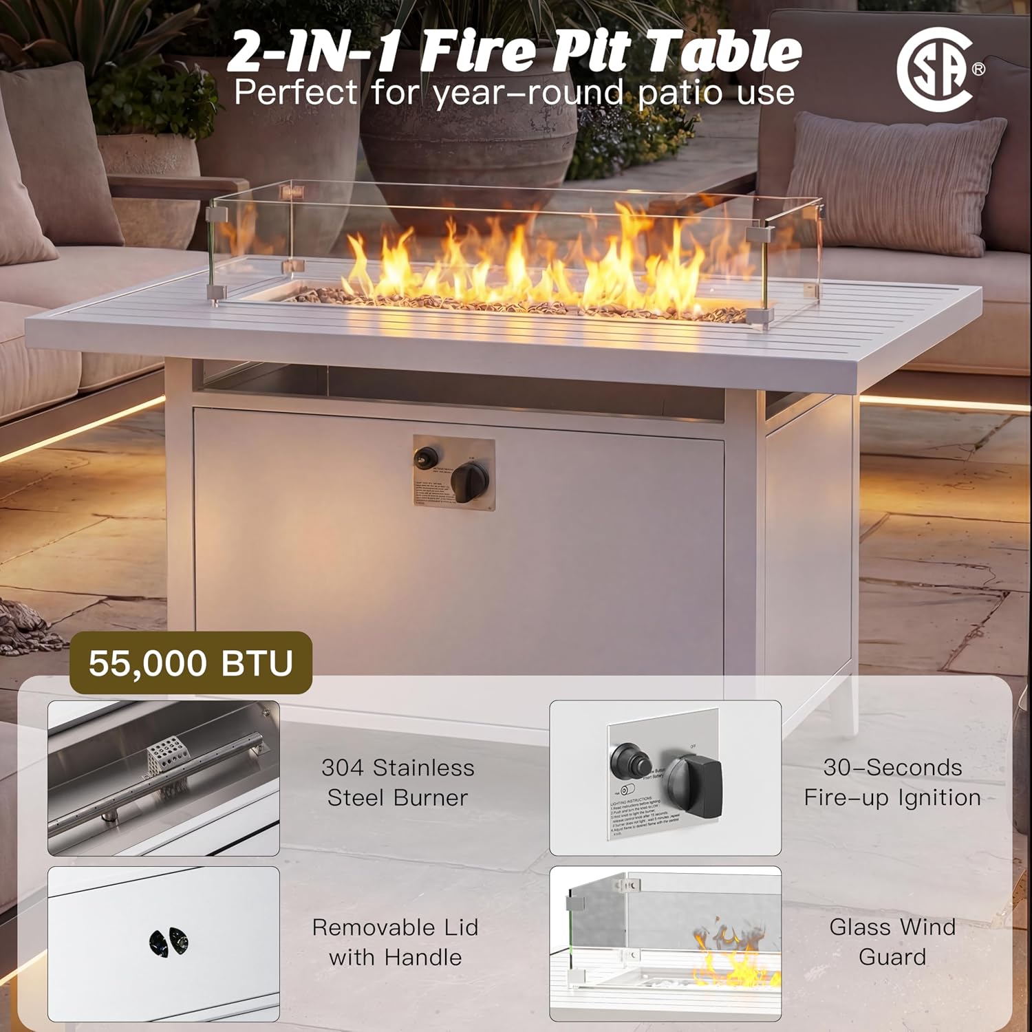 Juego de Muebles de Patio de A - Outdoor Furniture With Fire Pit Table reseña y precio